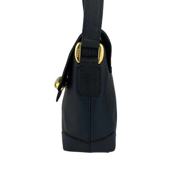 GIANFRANCO FERRÈ - SAFFIANO BLUE TEXTURED LEATHER CROSSBODY BAG - Picture 3 of 8